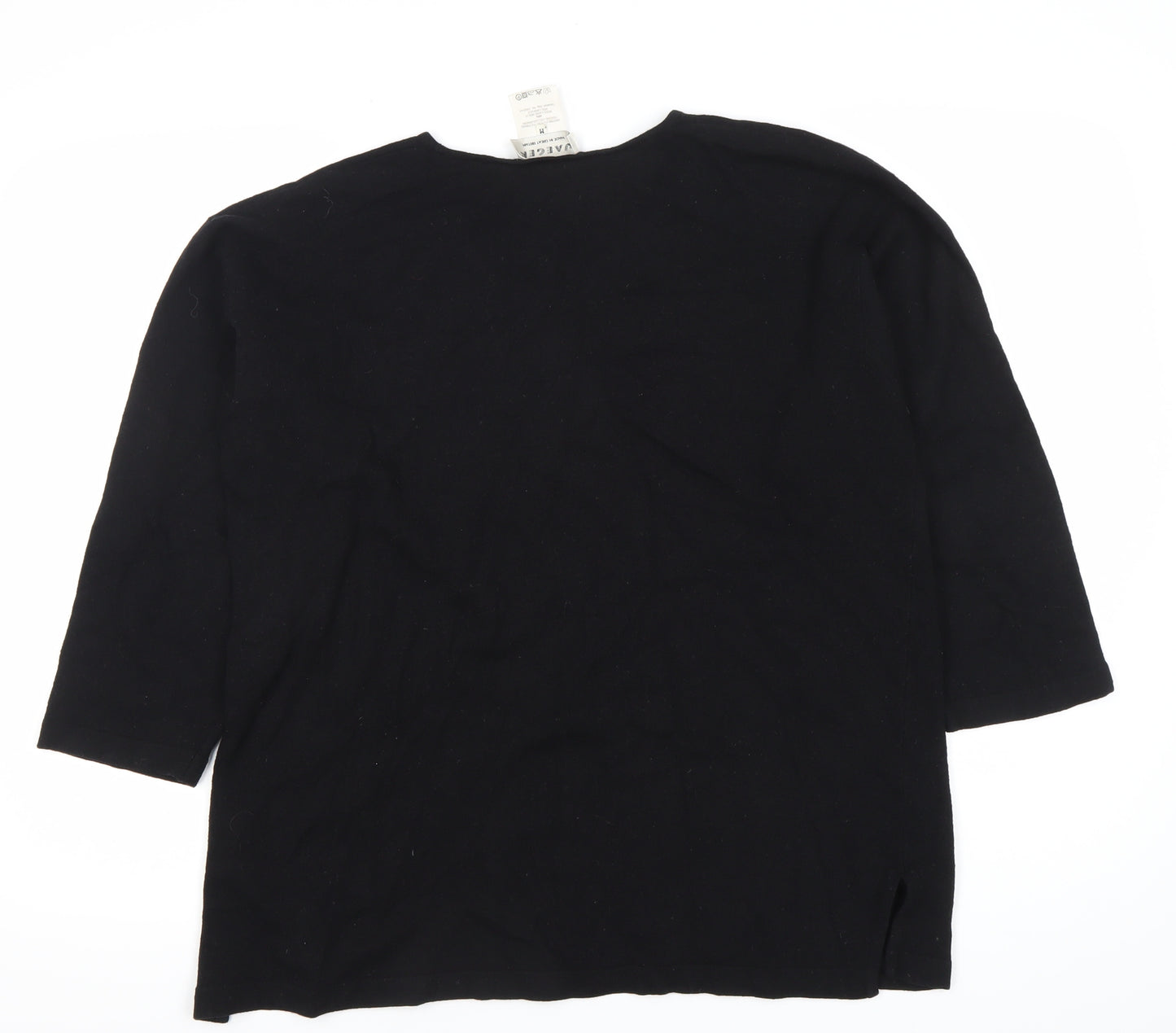 Jaeger Men’s Black Wool Viscose Pullover Jumper M 3/4 Sleeve