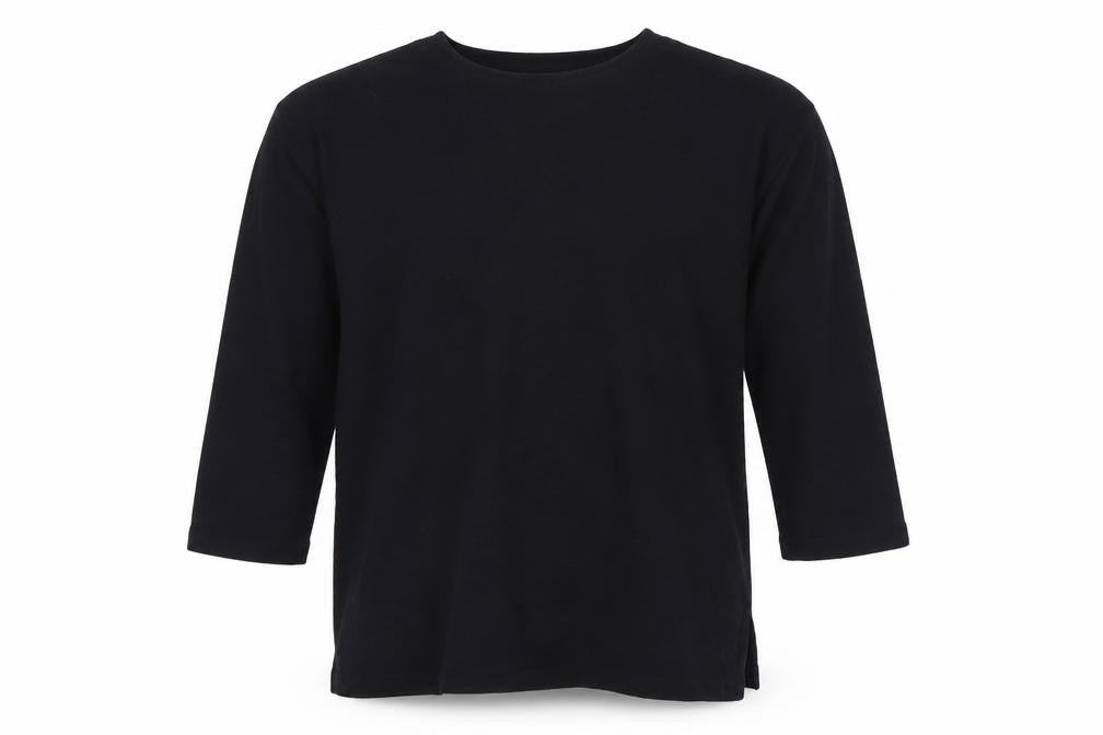 Front view of Jaeger Men’s Black Wool Viscose jumper M 3/4 Sleeve