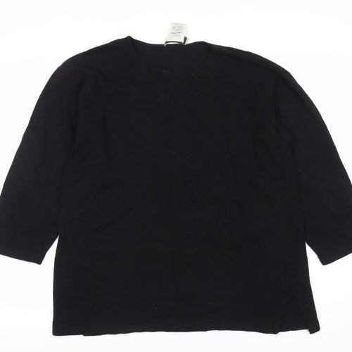 Jaeger Men’s Black Wool Viscose Pullover Jumper M 3/4 Sleeve