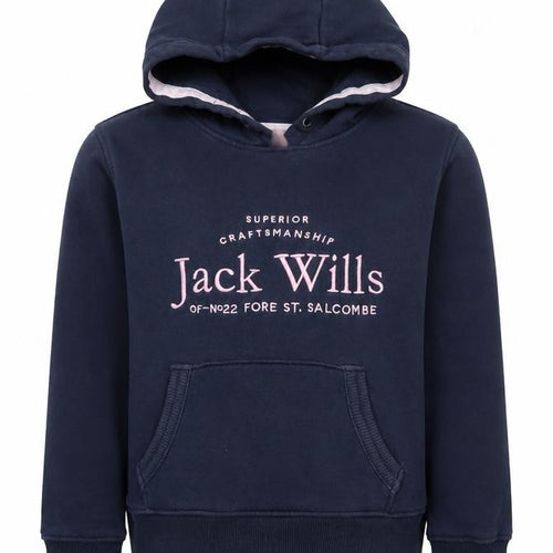 Jack Wills Girls Navy Blue Pullover Hoodie 9-10 Years Logo Graphic