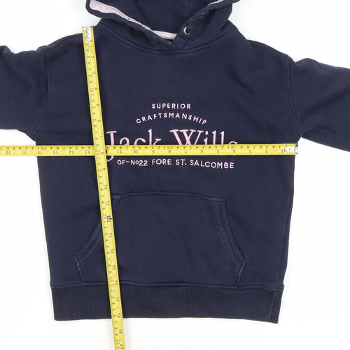 Jack Wills Girls Navy Blue Pullover Hoodie 9-10 Years Logo Graphic