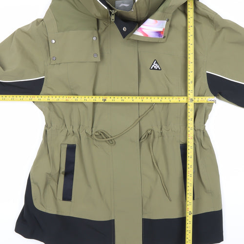 Li-Ning Womens Green Hooded Anorak Jacket Size S Mid-Length Outdoor