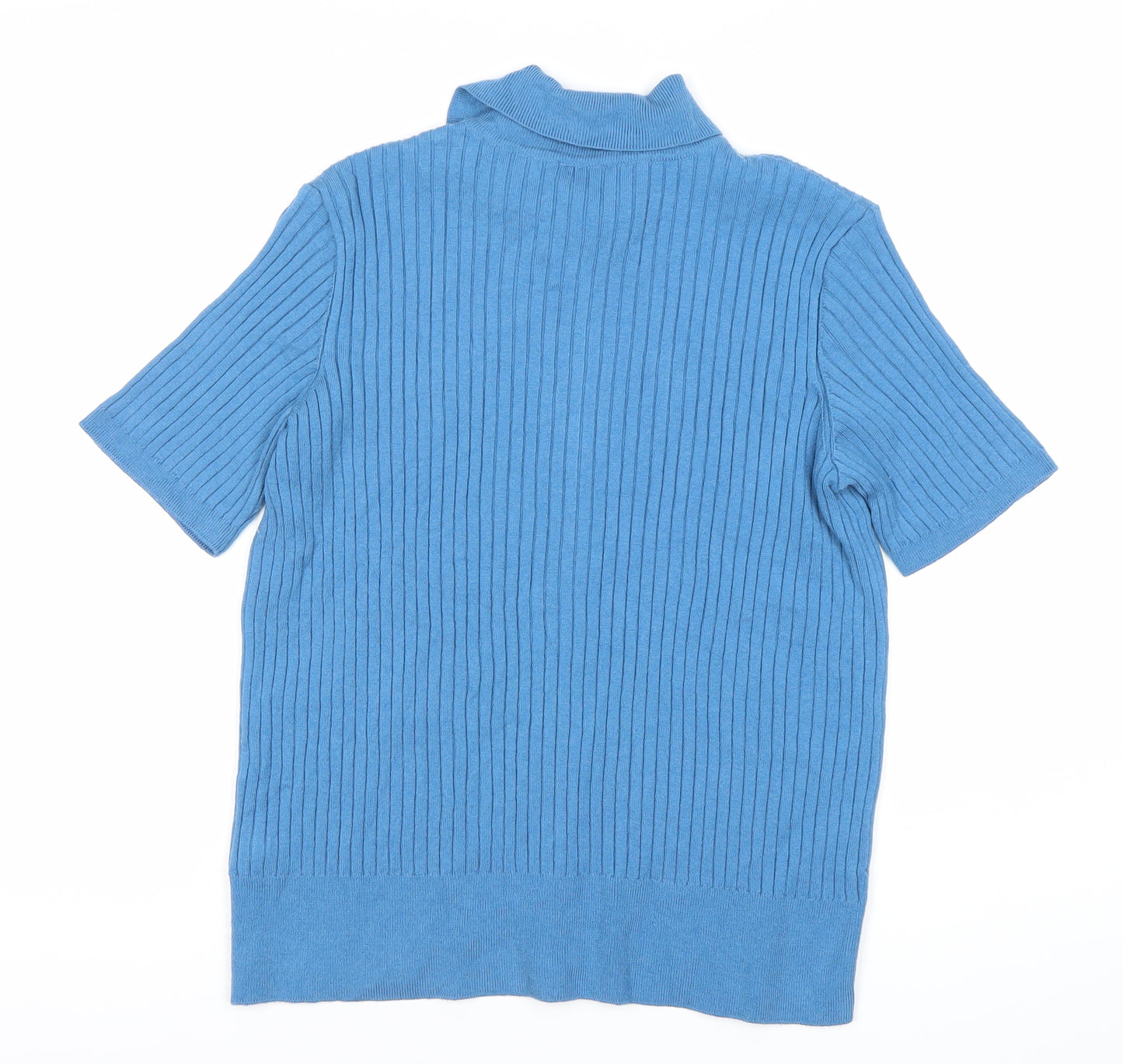 Marks and Spencer Women Blue Medium Collared Button-Up Short Sleeve Top