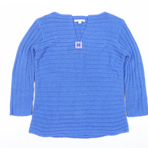 Queenspark Women’s Blue Acrylic V-Neck Pullover Jumper M