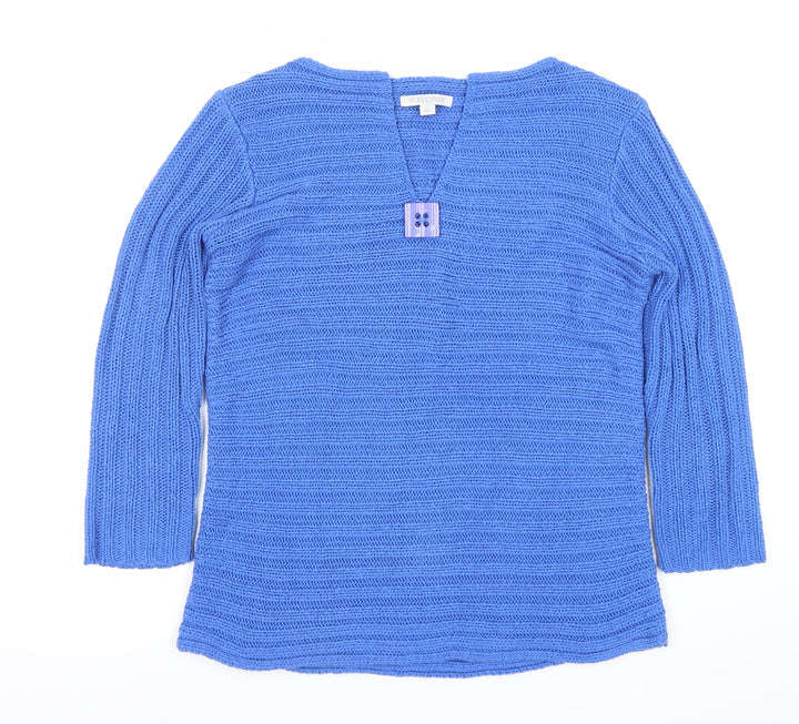 Queenspark Women’s Blue Acrylic V-Neck Pullover Jumper M