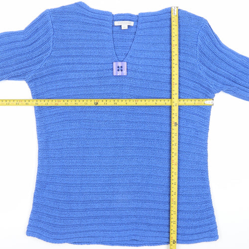 Queenspark Women’s Blue Acrylic V-Neck Pullover Jumper M