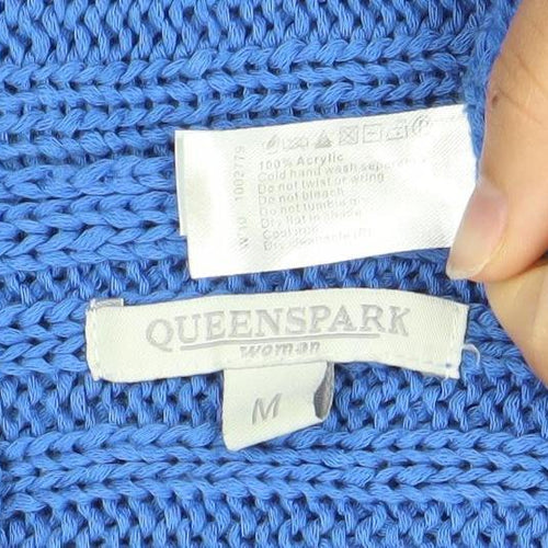 Queenspark Women’s Blue Acrylic V-Neck Pullover Jumper M