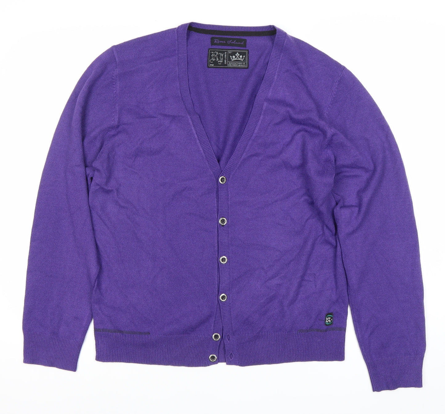 River Island Women’s Purple L Long Sleeve Cardigan V-Neck Knit