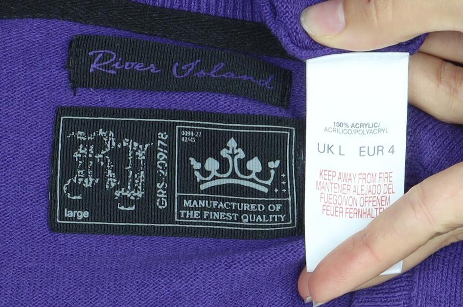 River Island Women’s Purple L Long Sleeve Cardigan V-Neck Knit