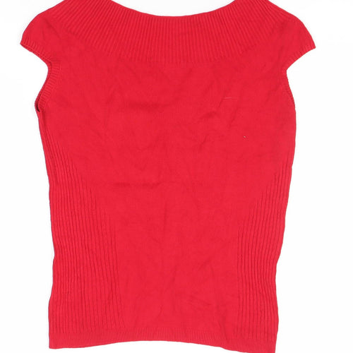 Marks and Spencer Women’s Red Knit Boat Neck Blouse Size 14