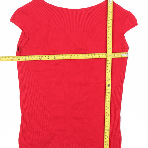 Marks and Spencer Women’s Red Knit Boat Neck Blouse Size 14