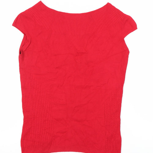 Marks and Spencer Women’s Red Knit Boat Neck Blouse Size 14