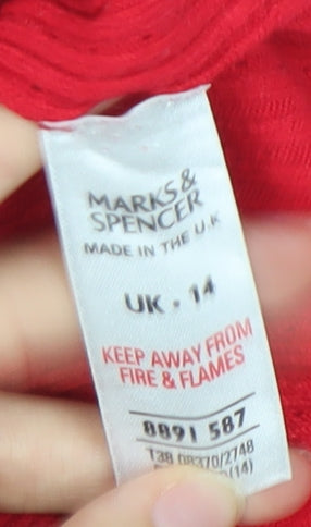 Marks and Spencer Women’s Red Knit Boat Neck Blouse Size 14
