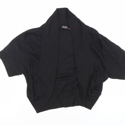 Style Women’s Black Cotton Short Sleeve Cardigan UK 16