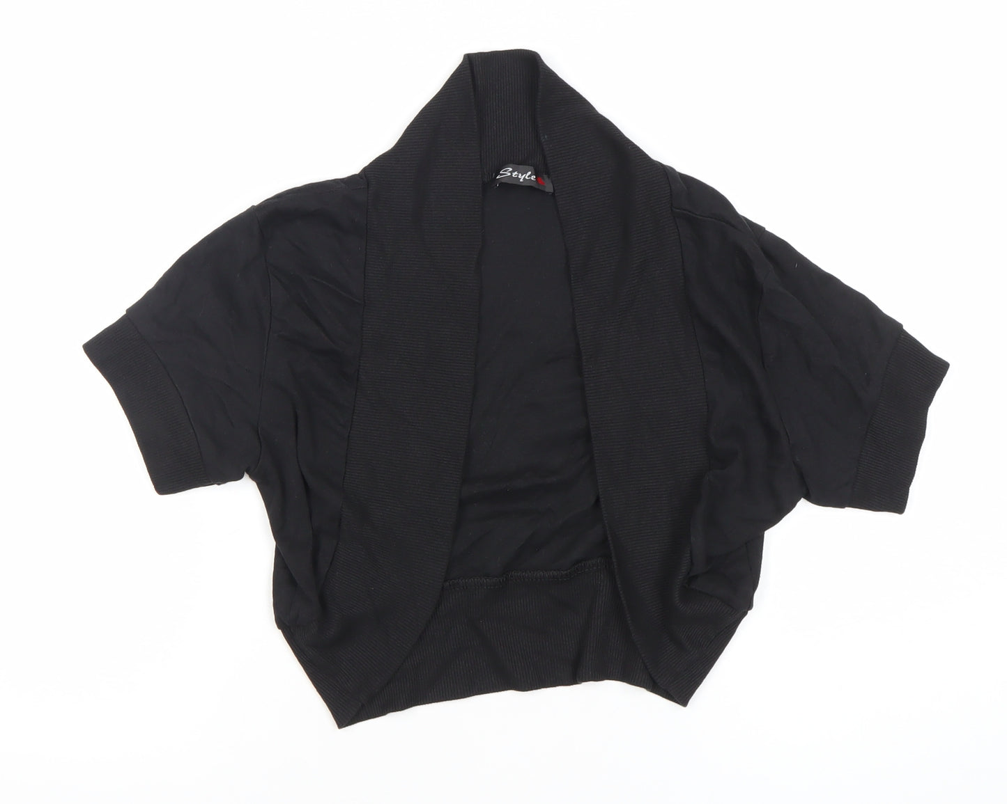 Style Women’s Black Cotton Short Sleeve Cardigan UK 16