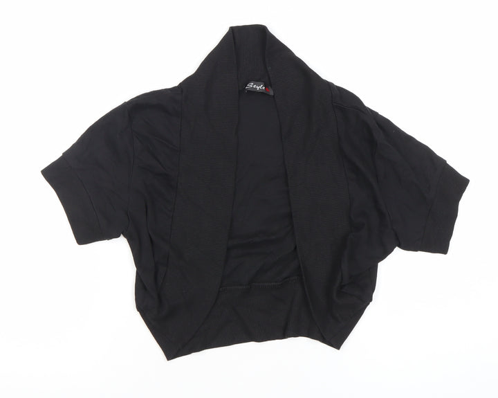 Style Women’s Black Cotton Short Sleeve Cardigan UK 16