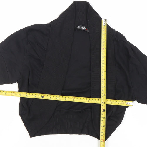 Style Women’s Black Cotton Short Sleeve Cardigan UK 16