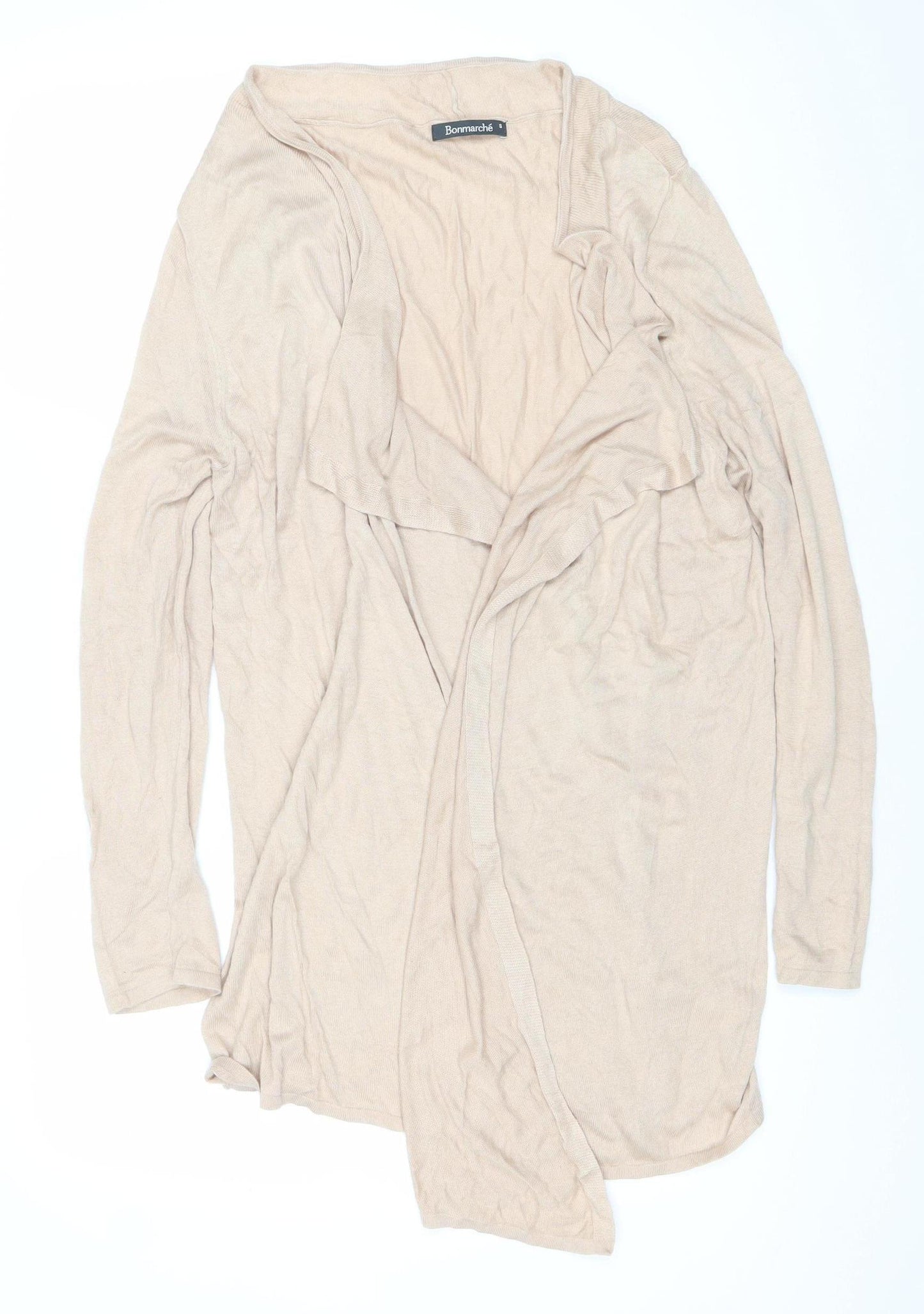 Bonmarché Women’s Beige Knit Open Front Long Sleeve Cardigan Size S