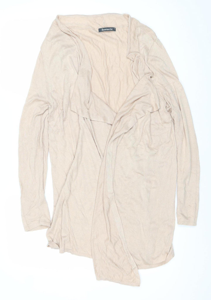 Bonmarché Women’s Beige Knit Open Front Long Sleeve Cardigan Size S