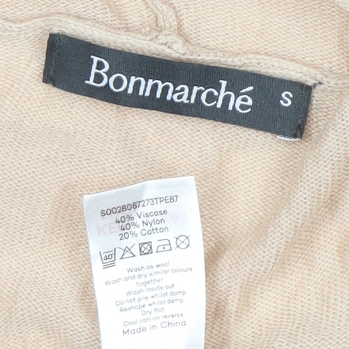 Bonmarché Women’s Beige Knit Open Front Long Sleeve Cardigan Size S
