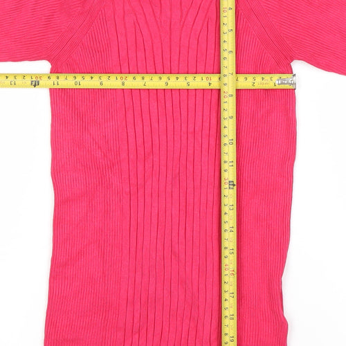 Marks and Spencer Womens Pink Tunic Top S 3/4 Sleeve Knit High Neck