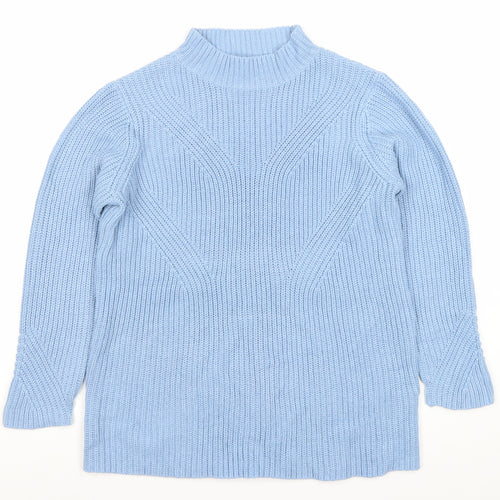 Damart Womens Blue Chunky Knit Mock Neck Jumper Size M