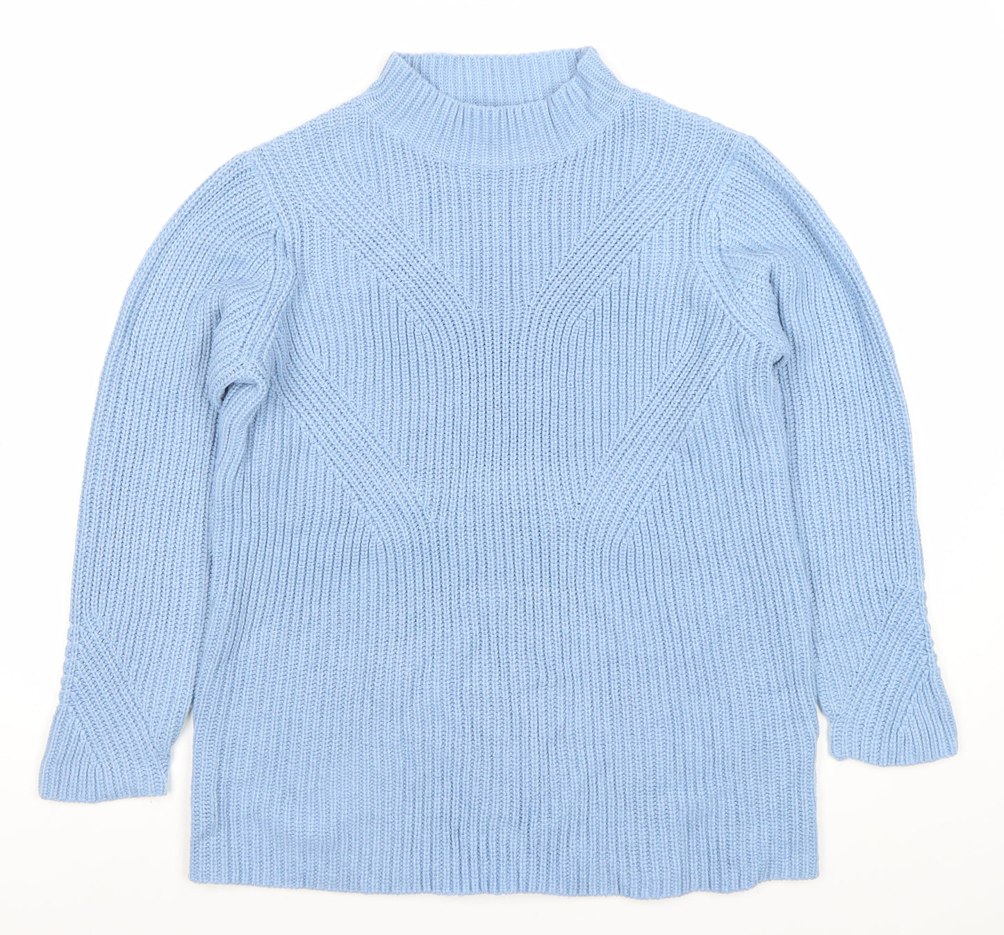 Damart Womens Blue Chunky Knit Mock Neck Jumper Size M