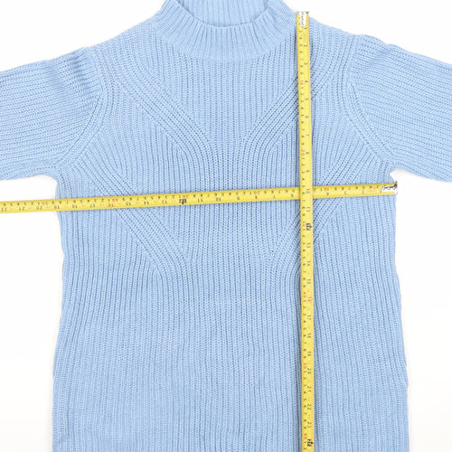 Damart Womens Blue Chunky Knit Mock Neck Jumper Size M