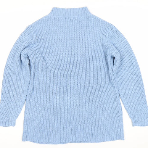 Damart Womens Blue Chunky Knit Mock Neck Jumper Size M