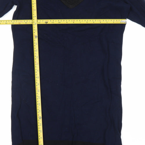 Trend Women’s Blue Black Colourblock Jumper Dress Size 12 Long Sleeve Knit