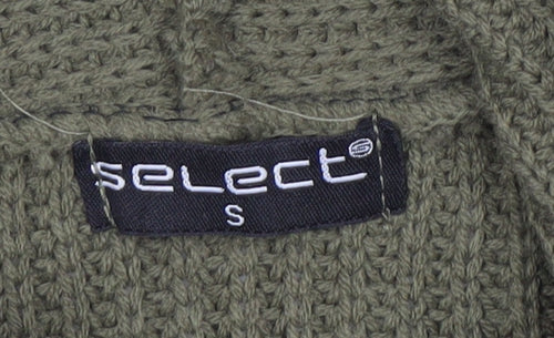 Select Womens Green Hooded Chunky Knit Pullover Jumper Size S