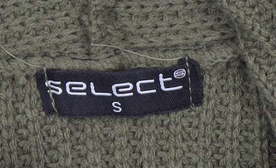 Select Womens Green Hooded Chunky Knit Pullover Jumper Size S