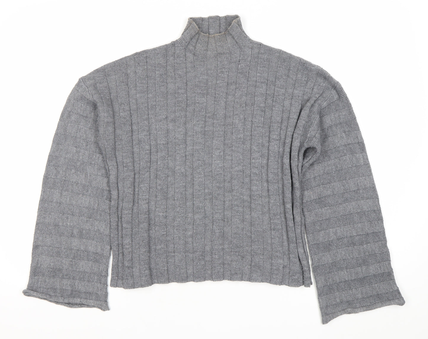 Missguided Women's Grey Wool Blend Ribbed Pullover Jumper Size 8