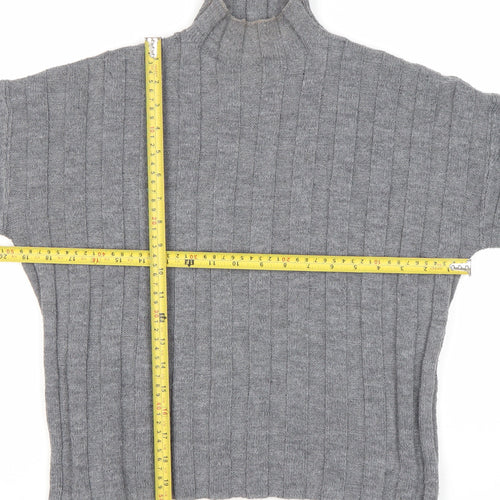 Missguided Women's Grey Wool Blend Ribbed Pullover Jumper Size 8