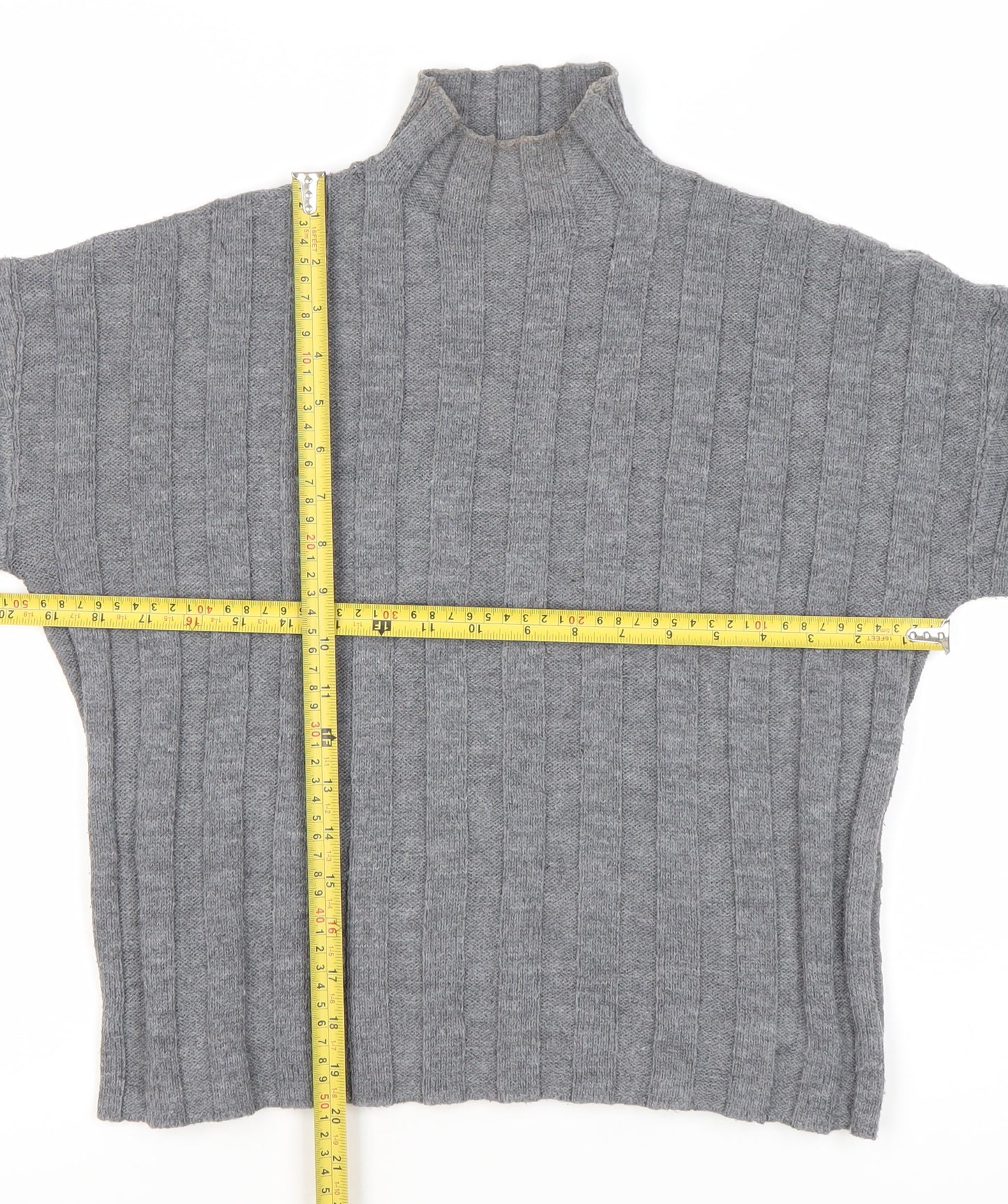 Missguided Women's Grey Wool Blend Ribbed Pullover Jumper Size 8