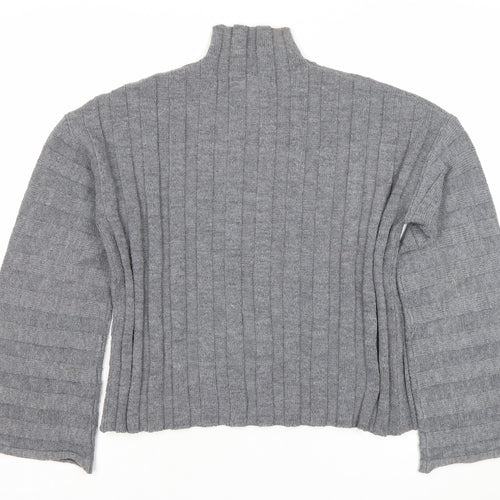 Missguided Women's Grey Wool Blend Ribbed Pullover Jumper Size 8