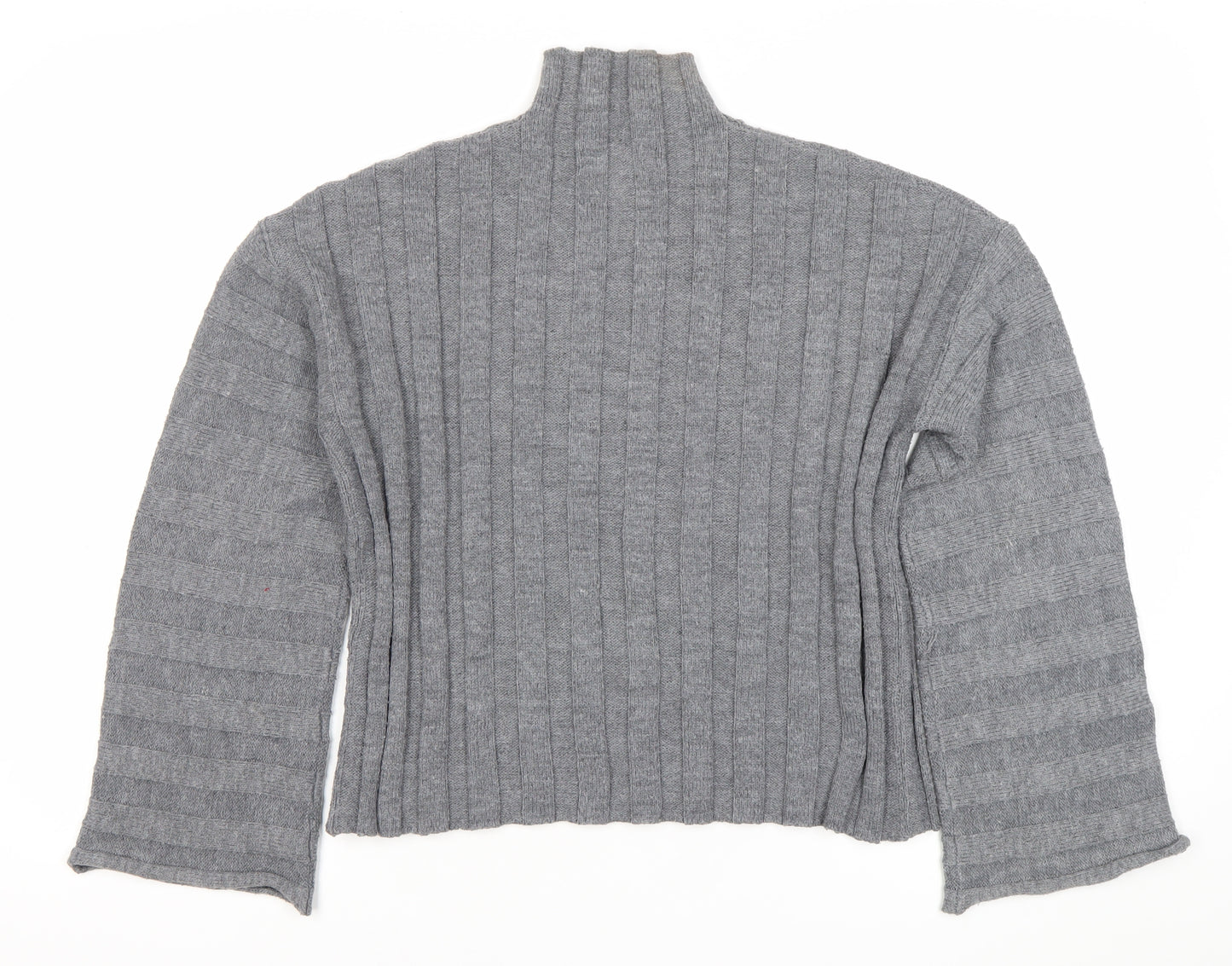 Missguided Women's Grey Wool Blend Ribbed Pullover Jumper Size 8