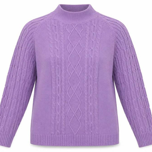 Boohoo Womens Purple XL Cable-Knit Mock Neck Jumper