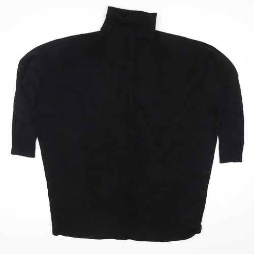 Blue Vanilla Women’s Black Roll Neck Tunic Jumper One Size