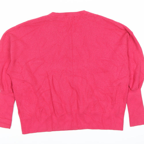 Marks and Spencer Women Pink V-Neck Pullover Jumper Size L Knitwear