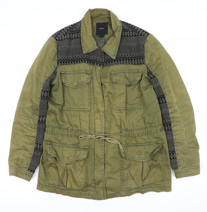 Forever 21 Women’s Green Military Jacket Size 12 Cotton Blend