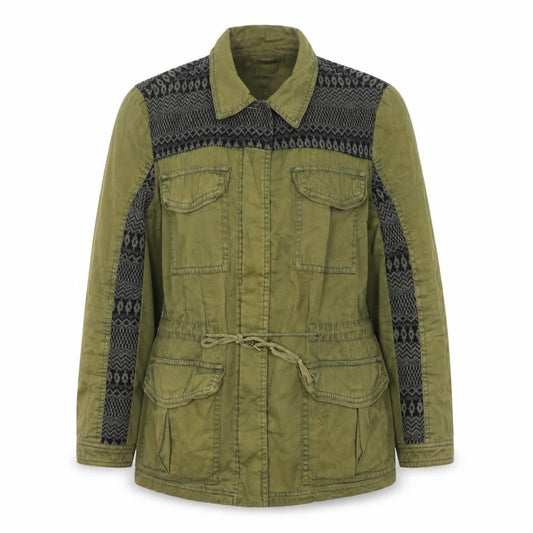 Front view of Forever 21 Women’s Green Military Jacket, size UK 12, Cotton Blend