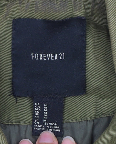 Forever 21 Women’s Green Military Jacket Size 12 Cotton Blend