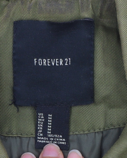 Forever 21 Women’s Green Military Jacket Size 12 Cotton Blend