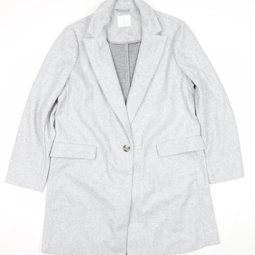 Primark Women’s Grey Mid-Length Single Breasted Overcoat M