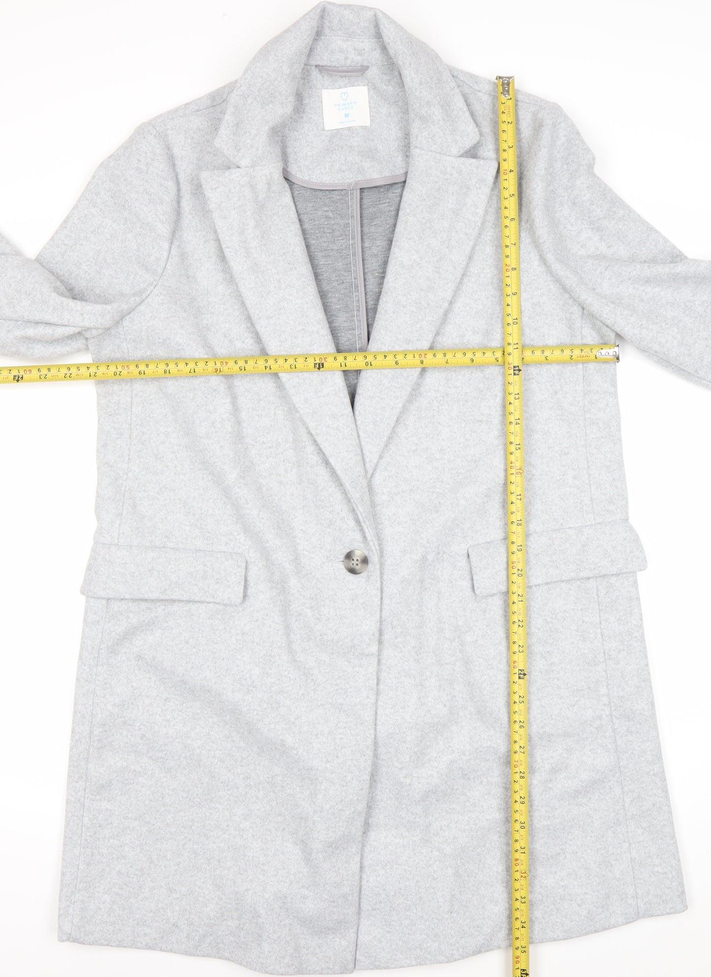 Primark Women’s Grey Mid-Length Single Breasted Overcoat M