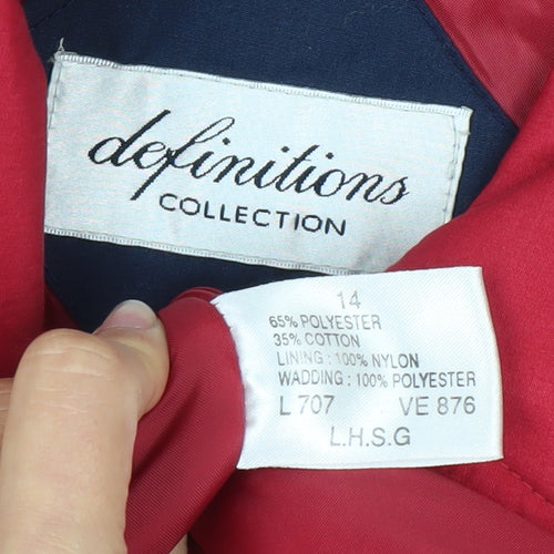 Definitions Collection Womens Red Jacket Size 14 Casual Mid-Length