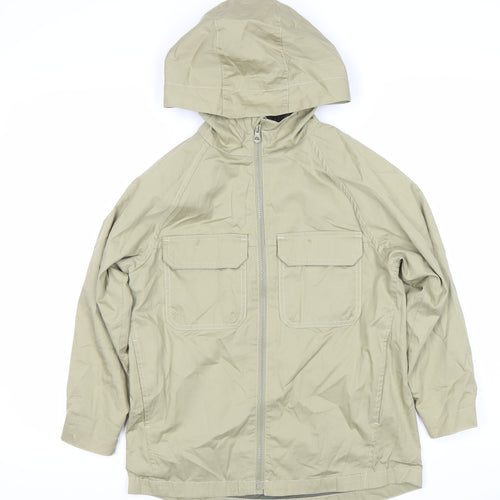 Zara Boys Beige Hooded Parka Jacket Size 9 Years Cotton Casual
