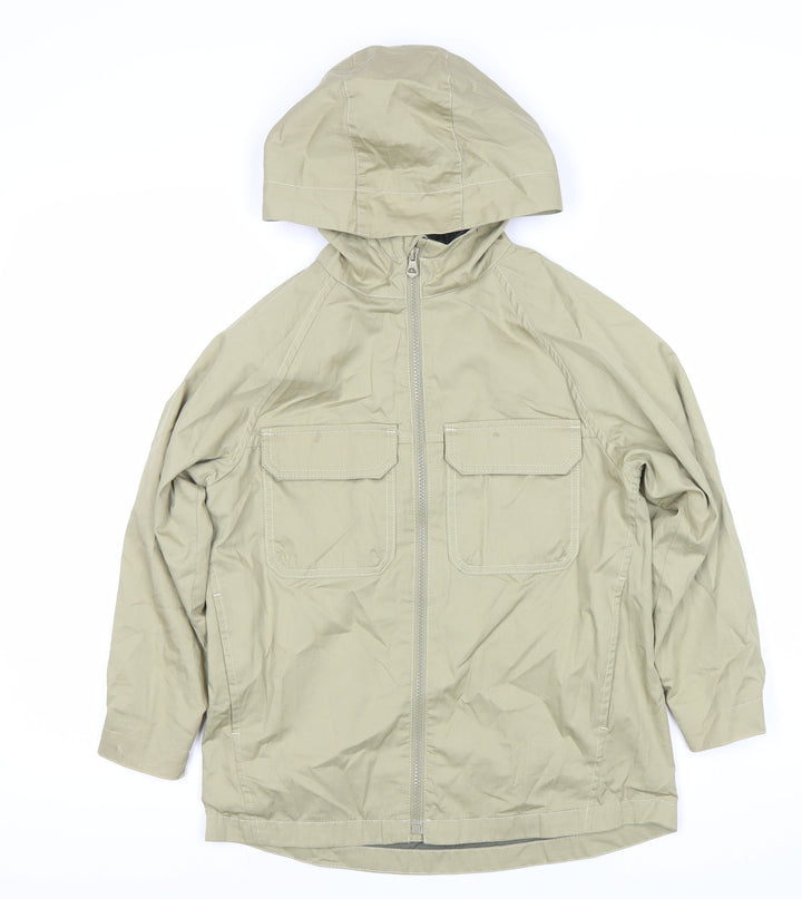 Zara Boys Beige Hooded Parka Jacket Size 9 Years Cotton Casual