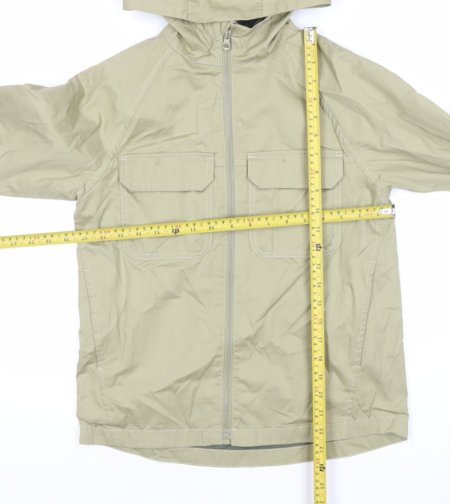 Zara Boys Beige Hooded Parka Jacket Size 9 Years Cotton Casual